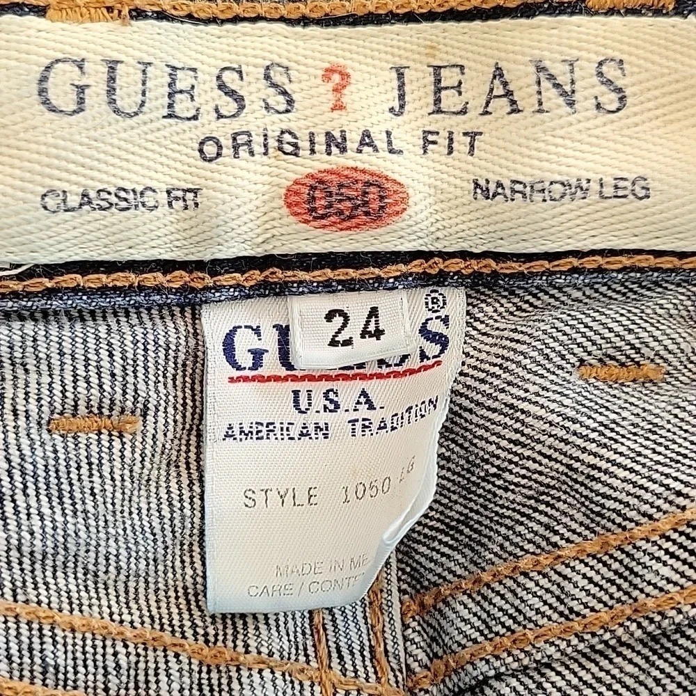 GUESS? 90s VINTAGE Style 1050 size 24 high waisted blue jeans - Picture 4 of 4